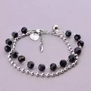 Браслет з карабіном Чеський кришталь 16 см.