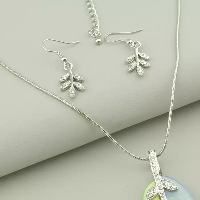 🏷️️ Підвіска + Сережки Сrystal 45 см ss_80079