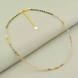 Підвіска з самоцвітами грань (40 см, різнокольорова, позолота)