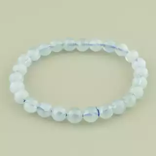 Браслет Аквамарин (18 см, резинка, 7.6 мм, синій)