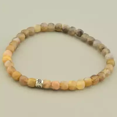 Браслет на резинці Сонячний камінь 17 см срібло (925)