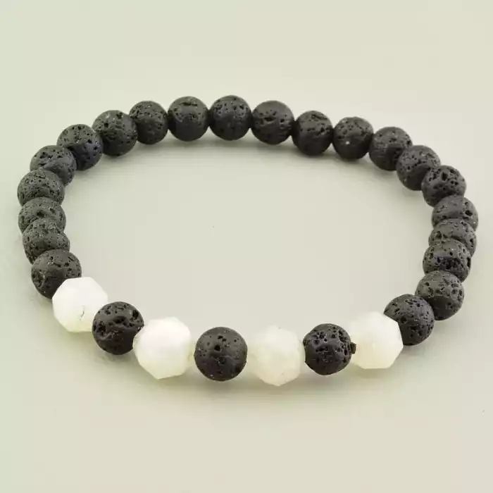 🏷️️ Браслет на резинці Лава, Місячний камінь 17 см ss_105888