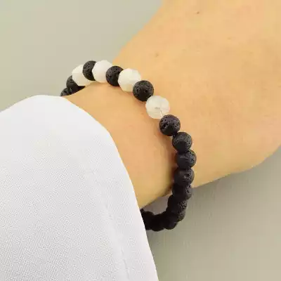 🏷️️ Браслет на резинці Лава, Місячний камінь 17 см F-105888