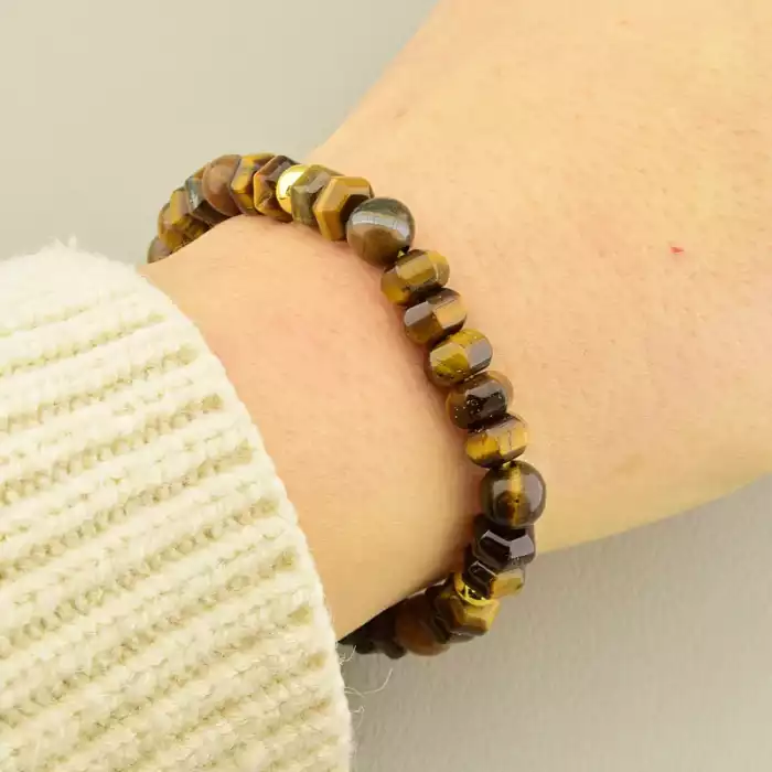 🏷️️ Браслет на резинці Тигрове око 17 см F-105988