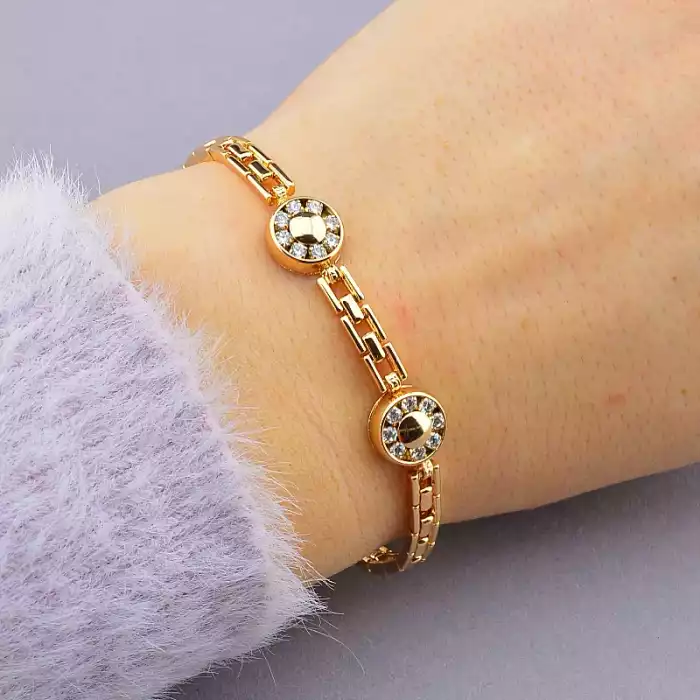 🏷️️ Браслет складний Xuping Фіаніт 17 см (позолота 18к) ss_81522