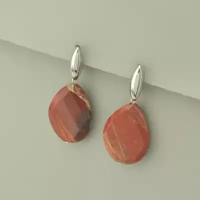 🏷️️ Сережки на англійській застібці Яшма (родій) F-98688