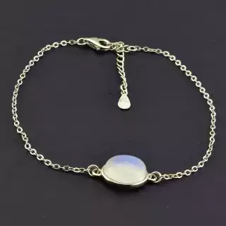 Браслет на карабіні Місячний камінь (срібло (925))