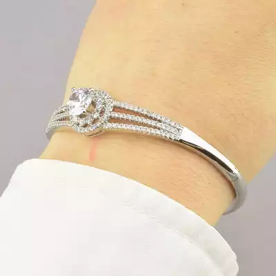 🏷️️ Браслет шарнірний Xuping Фіаніт 17 см (родій) F-71689