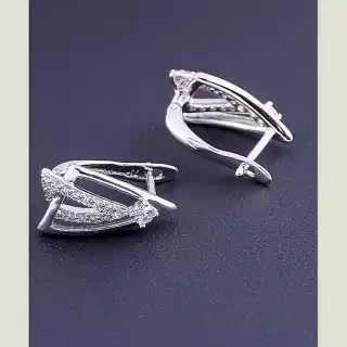 Сережки класичні англійський замок Xuping Фіаніт (родій)