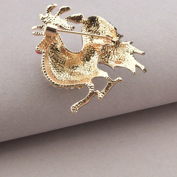 🏷️️ Брошка півень Фіаніт (позолота 18к) ss_34720