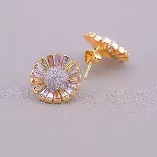 Сережки пусети Xuping Фіаніт (позолота 18к)