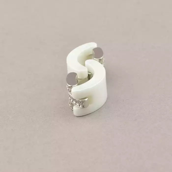 🏷️️ Каблучка Кераміка Фіаніт (родій) ss_93314