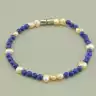 🏷️️ Браслет на магнітній застібці Лазуріт, Перли 18 см. F-101473