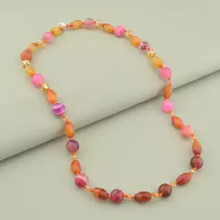 Намисто Сердолік, Агат, Чеський кришталь 53 см.