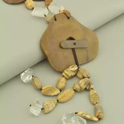 🏷️️ Намисто Яшма, Гірський кришталь 70 см. F-102793