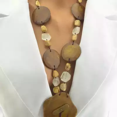 🏷️️ Намисто Яшма, Гірський кришталь 70 см. F-102793