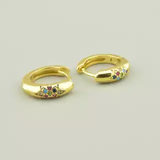 Сережки кільця (конго) Фіаніт (позолота 18к лимонна)