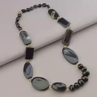 Намисто Агат, Чеський кришталь 67 см.