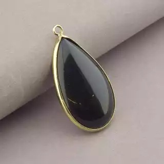 Кулон чорний Агат 40х20 мм