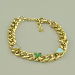 Браслет з карабіном Xuping емаль 17 см. (позолота 18к лимонна)