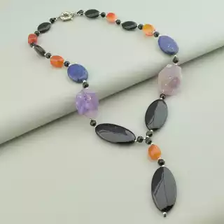 Намисто Агат, Аметрін, Сердолік 50 см