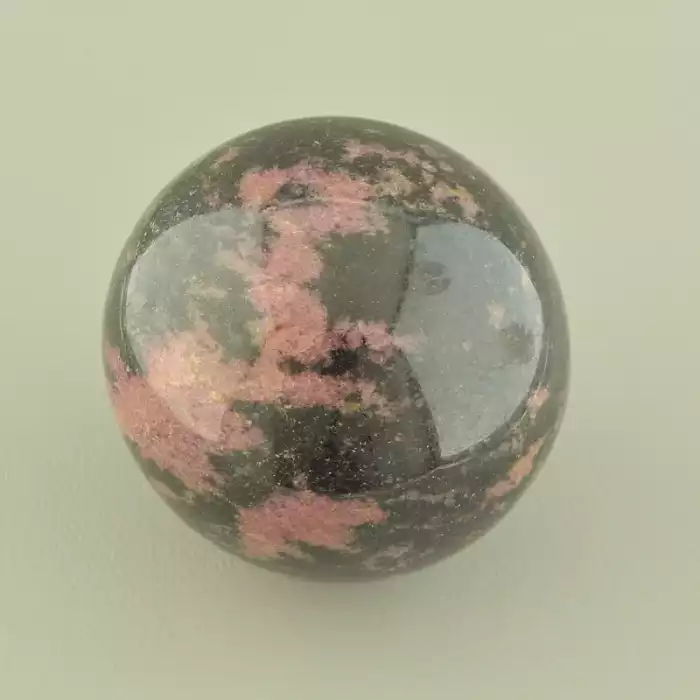 🏷️️ Куля родоніт (59х59 мм, одиничний екземпляр, рожевий, чорний) ss_105384