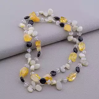 Намисто Цитрин, Агат, Чеський кришталь 80 см