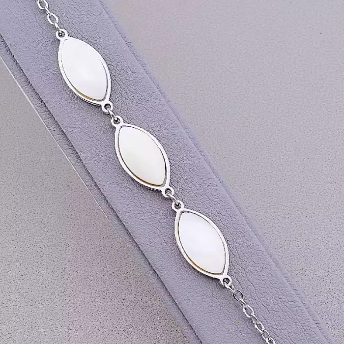 🏷️️ Браслет з карабіном Перламутр 19 см ss_50490