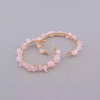 Сережки пусети Stainless Steel Рожевий кварц