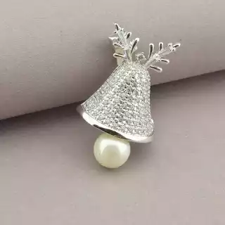 Брошка дзвіночок Фіаніт (родій)