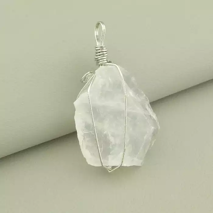 🏷️️ Кулон Гірський кришталь в дроті 55х35мм. ss_100760