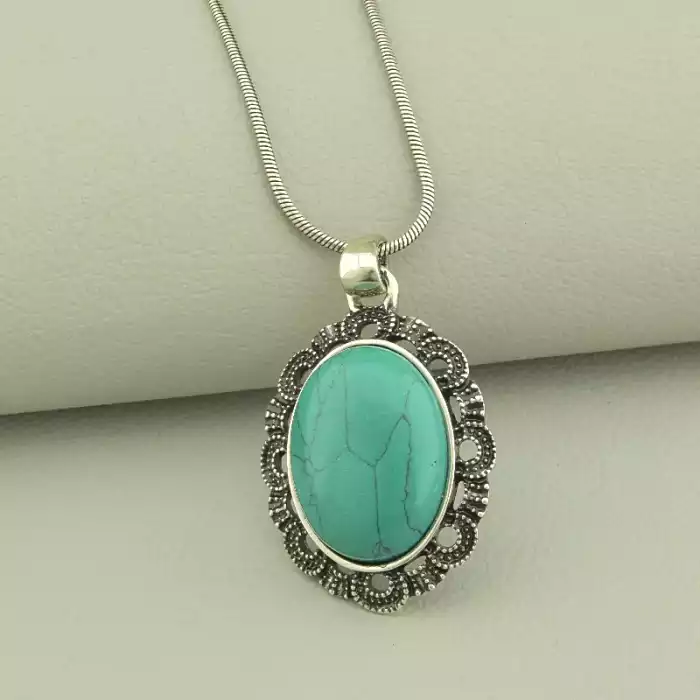 🏷️️ Підвіска+Серьги Бірюза 45 см. ss_100970