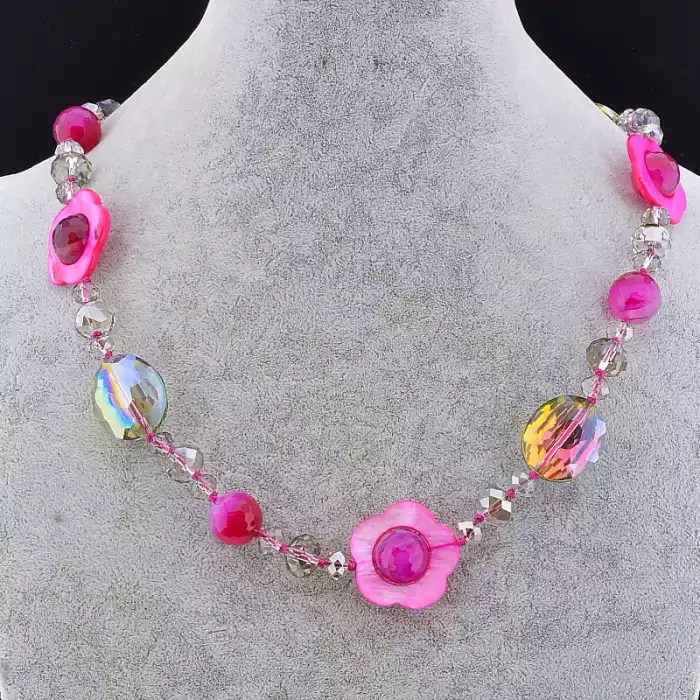 🏷️️ Намисто Агат, Перламутр, Чеський кришталь 55 см ss_65443