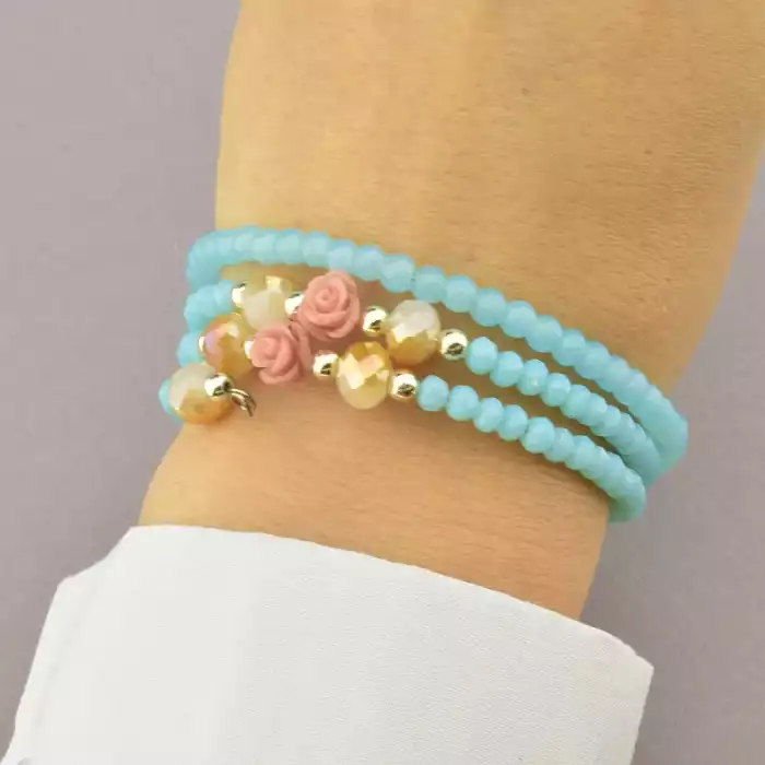 🏷️️ Браслет без застібки Чеський кришталь, полімерна глина 100 см ss_77381