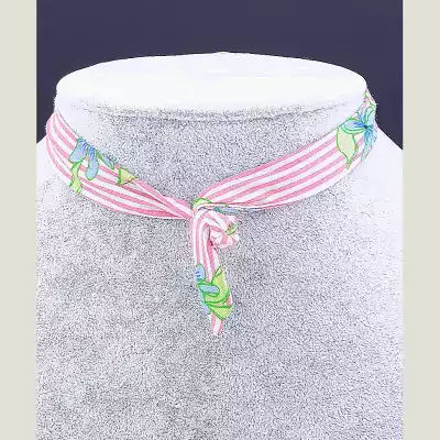 🏷️️ Чокер (браслет на руку без застібки) блакитні квіти Flora Secret бавовна 42 см F-41801