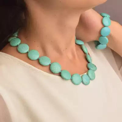 🏷️️ Намисто + Браслет Бірюза 46 см F-78818