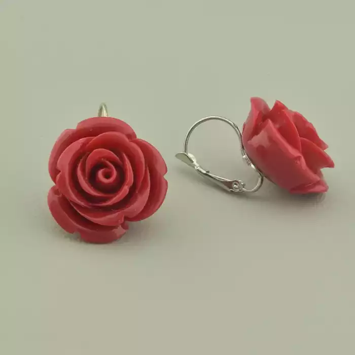 🏷️️ Сережки троянди з французьким замком полімерна глина ss_96063