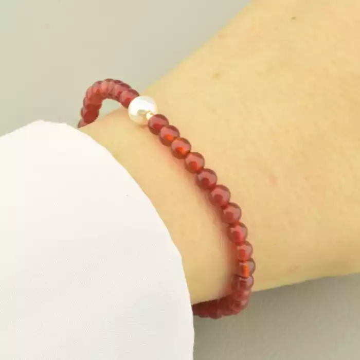 🏷️️ Браслет резинка Сердолік, Майорка 17 см. ss_103938