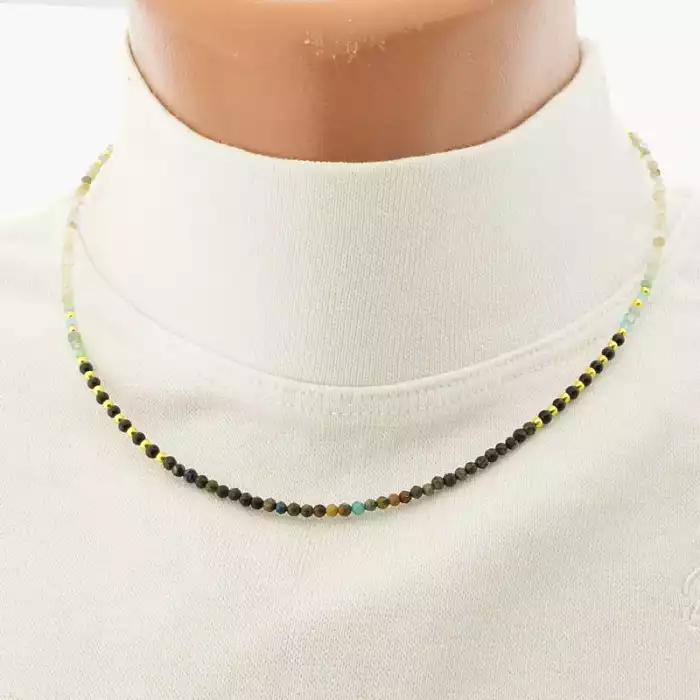 🏷️️ Підвіска з самоцвітами грань (41 см, різнокольорова, позолота, кулька) ss_104772