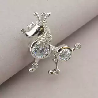 Брошка песик Фіаніт Saiya (родій)