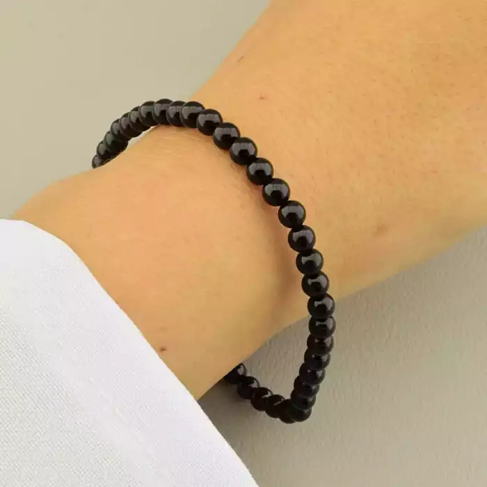 🏷️️ Браслет резинка Турмалін Агат (18 см, без замку, кулька) ss_104972