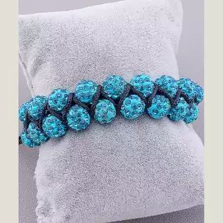 Браслет Шамбала Crystal 17 см (блакитний, чорний)