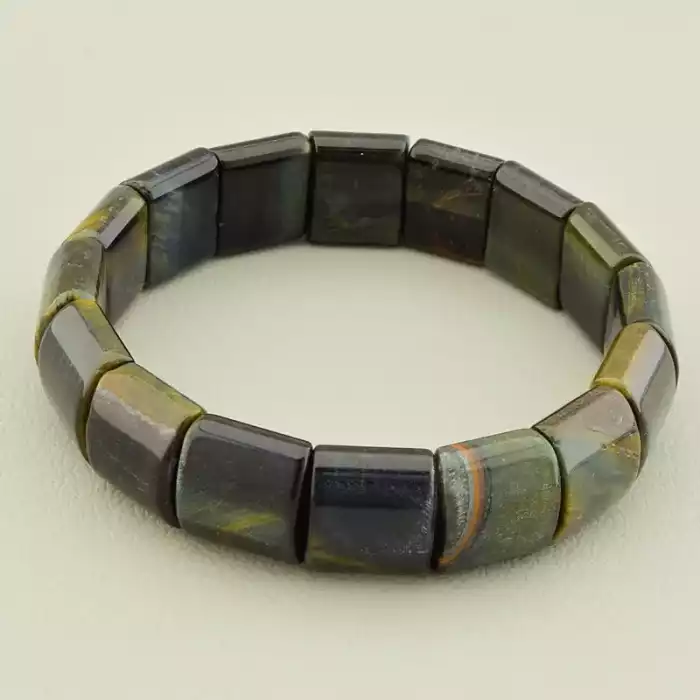 🏷️️ Браслет на резинці Соколине око, Тигрове око 19 см F-105590