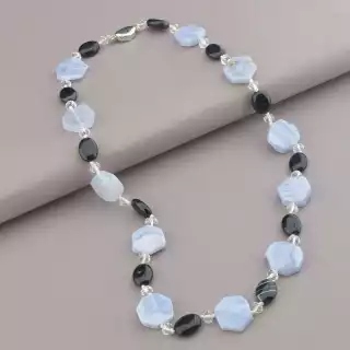 Намисто Сапфирин, Агат, Чеський кришталь 54 см.