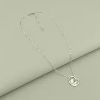 Підвіска серце мати з дитиною Xuping Фіаніт 40 см (родій)