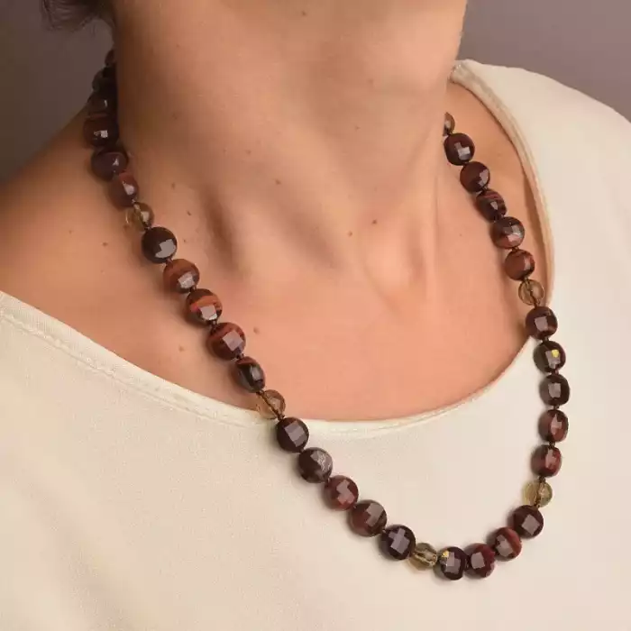 🏷️️ Намисто Биче око, Раухтопаз 50 см. (срібло 925 проба) ss_91108