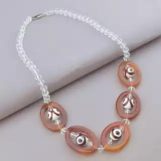 Намисто Сердолік, Чеський кришталь 55 см.