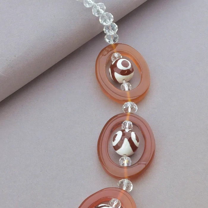 🏷️️ Намисто Сердолік, Чеський кришталь 55 см. ss_92098