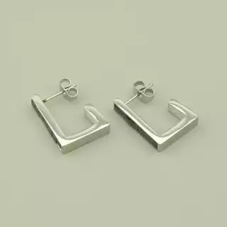 Сережки пусети Stainless Steel Фіаніт (родій)