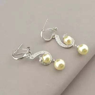 🏷️️ Підвіска+Сережки Winniana 45 см. (родій) F-100332